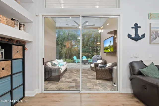 a view of a backyard with garden