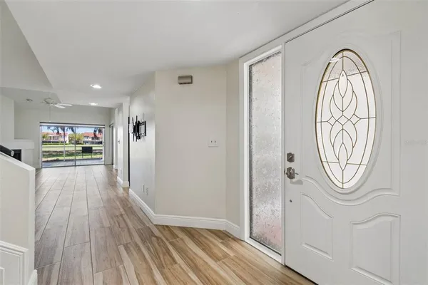 an aerial view of a house with outdoor space