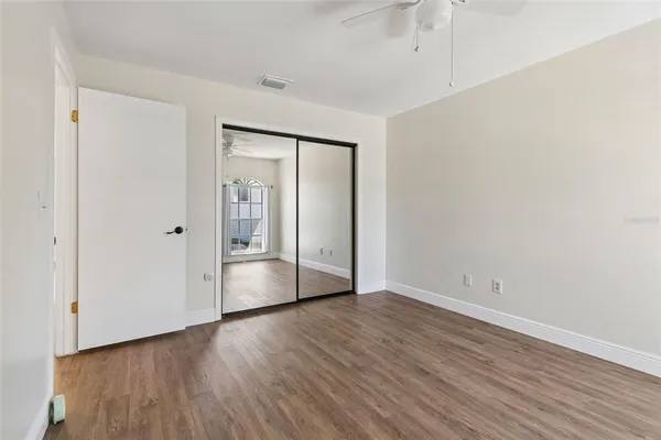 a view of a room with racks on the wall