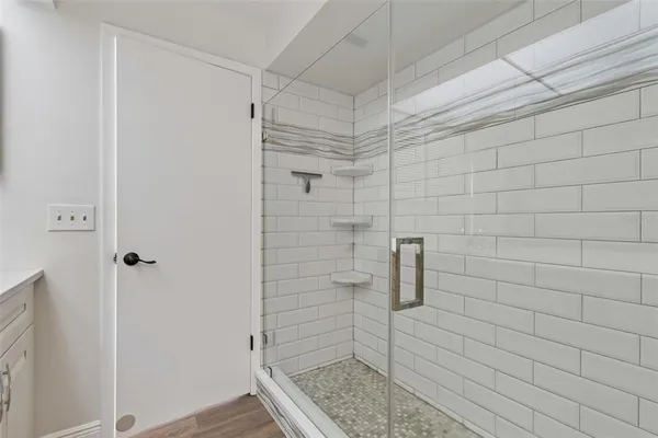 a view of an ocean and a building