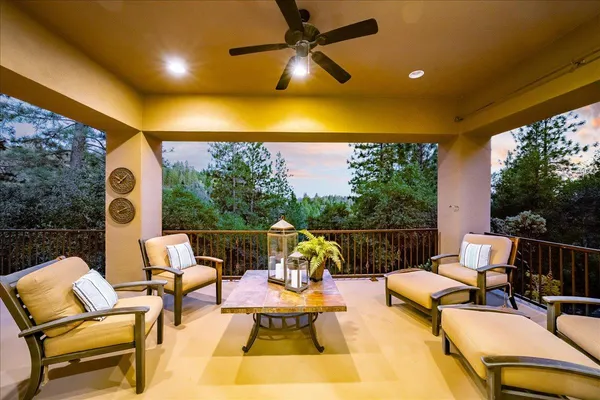 a view of a patio with swimming pool