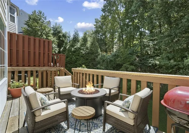 a view of a patio on the roof deck