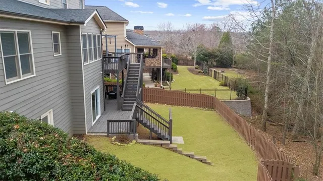 a view of a park with swings and slides