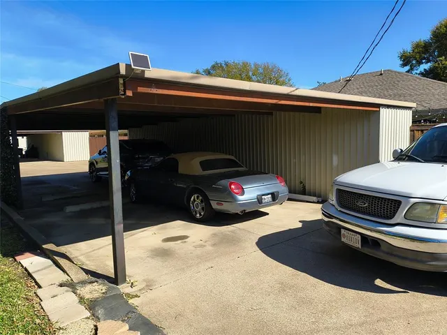 a view of a car in the garage