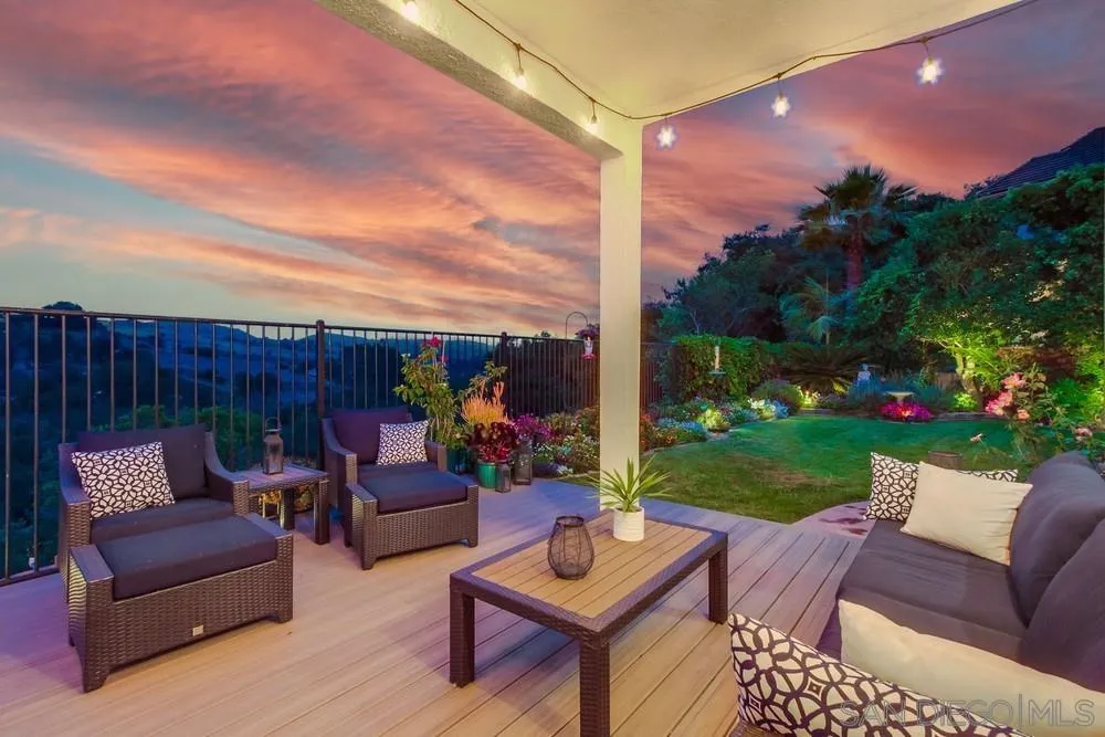 a outdoor living space with furniture and garden