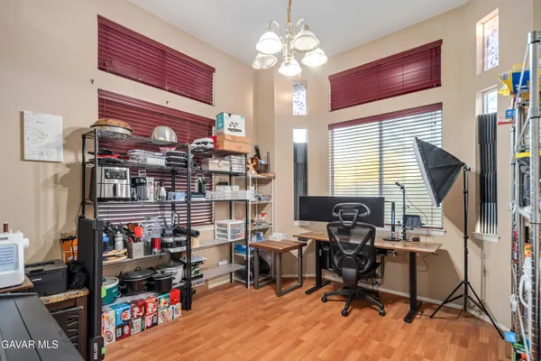 a room with musical instruments