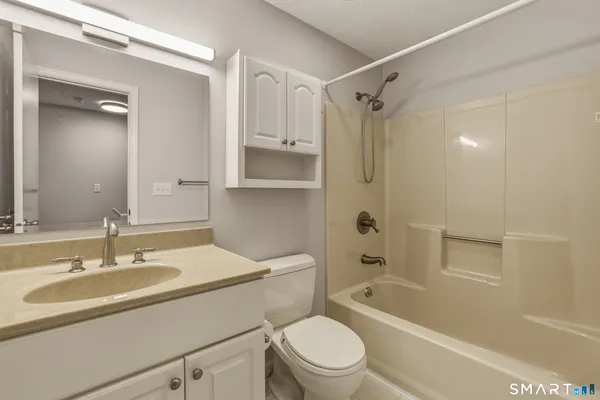 a bathroom with a sink toilet vanity and shower