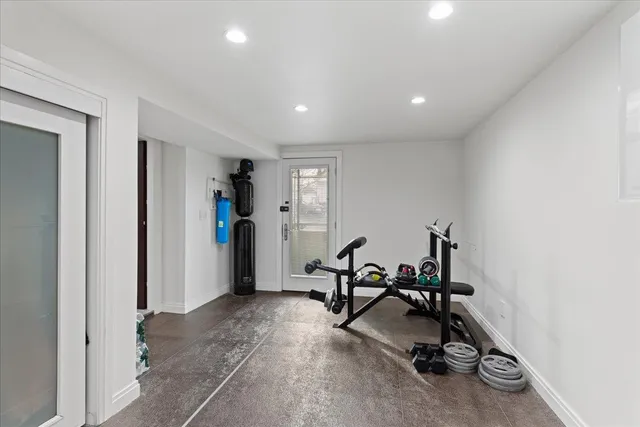a view of a room with gym equipment