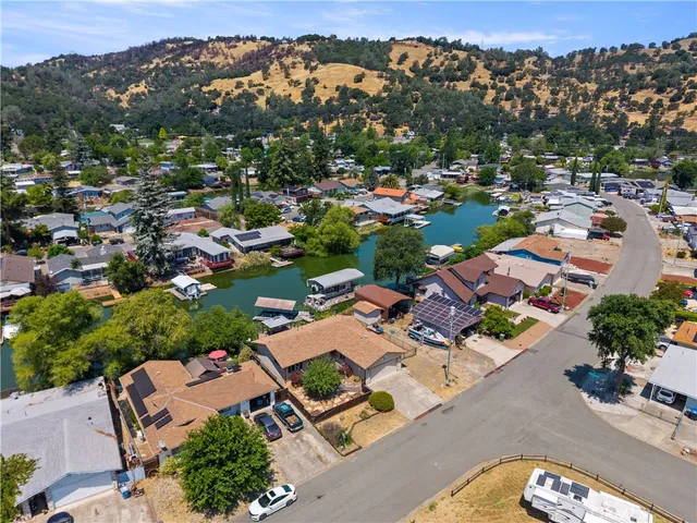 a view of a lake with houses