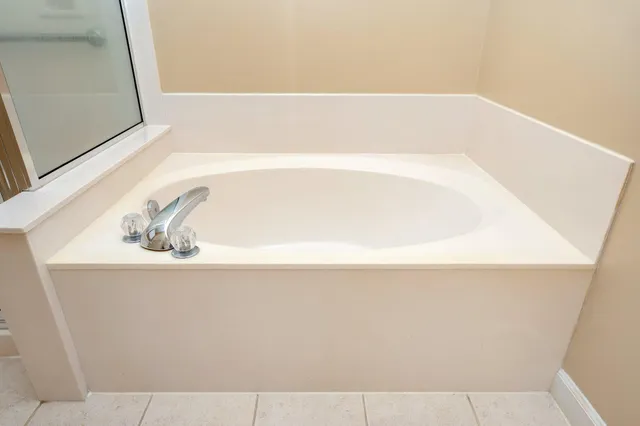 a bathroom with a bathtub