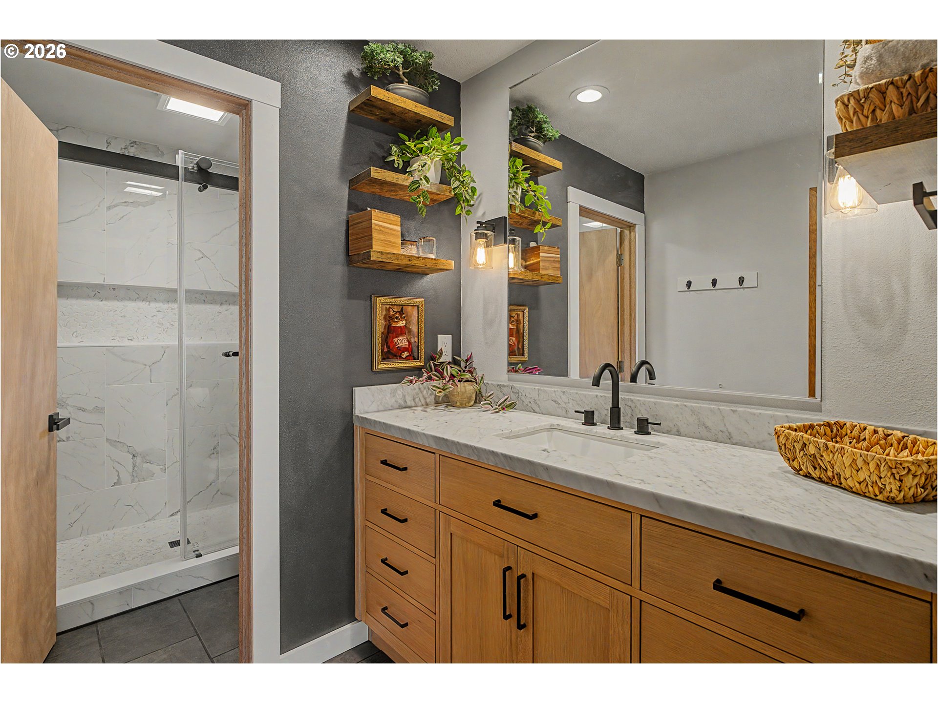 16515 Highway 47 Banks, OR 97106 - Photo 26 of 48 a bathroom with a granite countertop sink mirror and double
