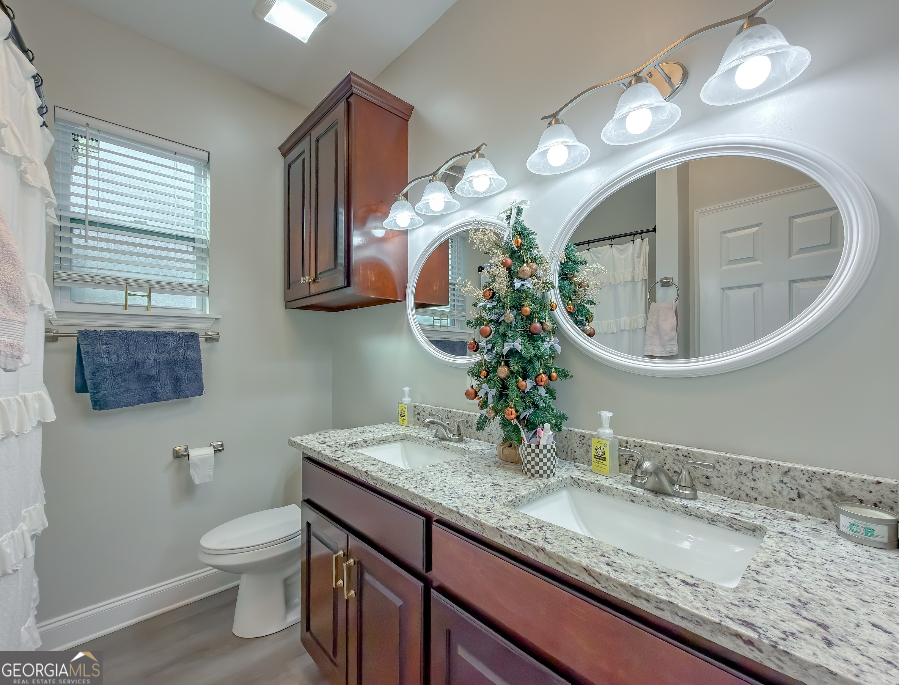100 Robin Lane Bainbridge, GA 39819 - Photo 41 of 74 a bathroom with a granite countertop toilet a sink and a mirror