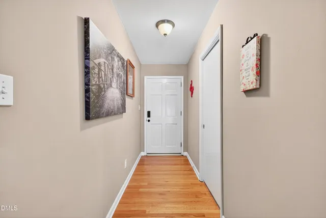 a view of a hallway with entryway