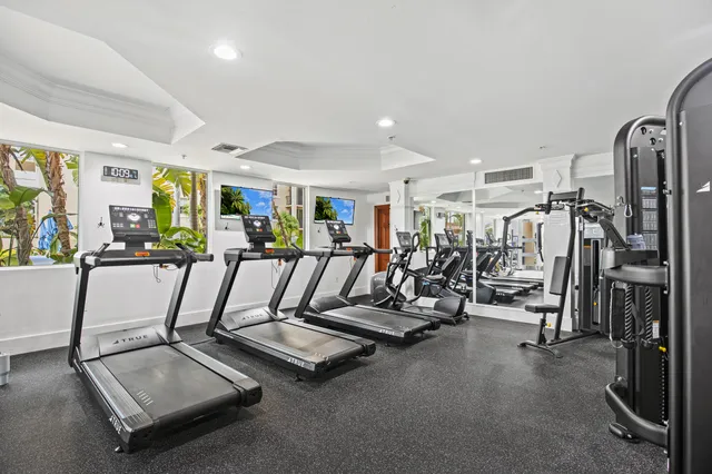 a view of a room with gym equipment