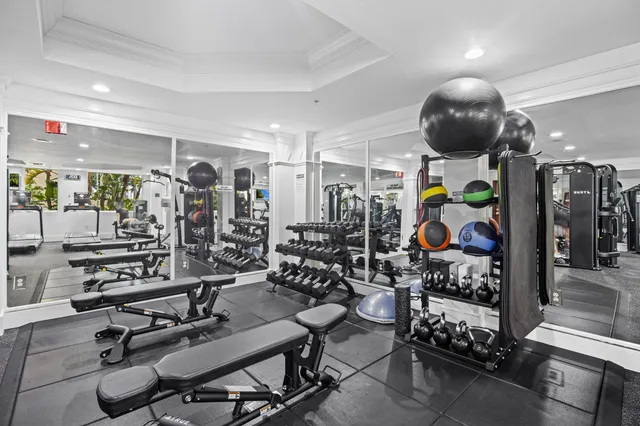 a view of a room with gym equipment