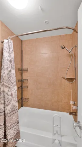 a bathroom with a shower and a bathtub