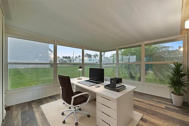 a view of workspace with a window