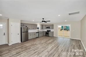 6109 Bunn Simpson Road Marshville, NC 28103 - Photo 6 of 17 a kitchen with stainless steel appliances a white cabinets and wooden floor