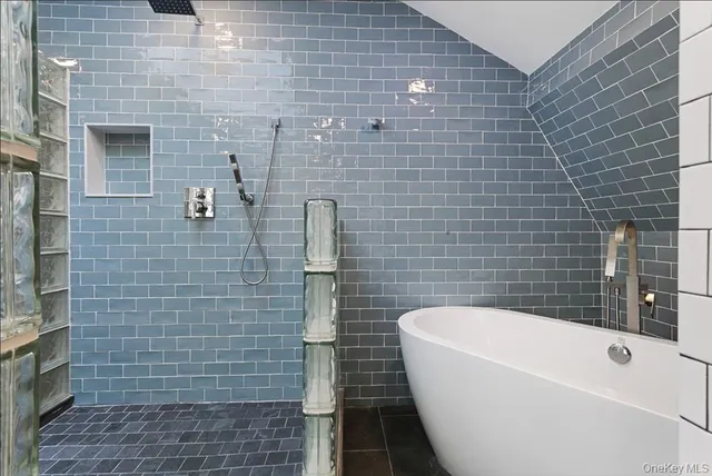 a bathroom with a bathtub