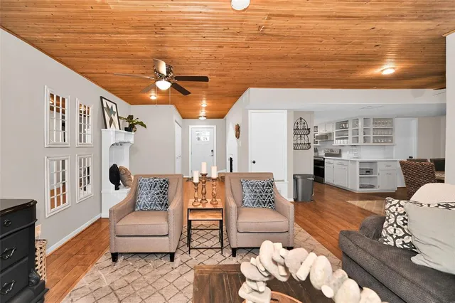 a living room with furniture