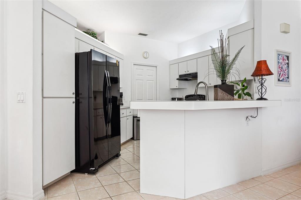 9016 Easthaven Court New Port Richey, FL 34655 - Photo 8 of 38 a kitchen with stainless steel appliances a refrigerator and cabinets