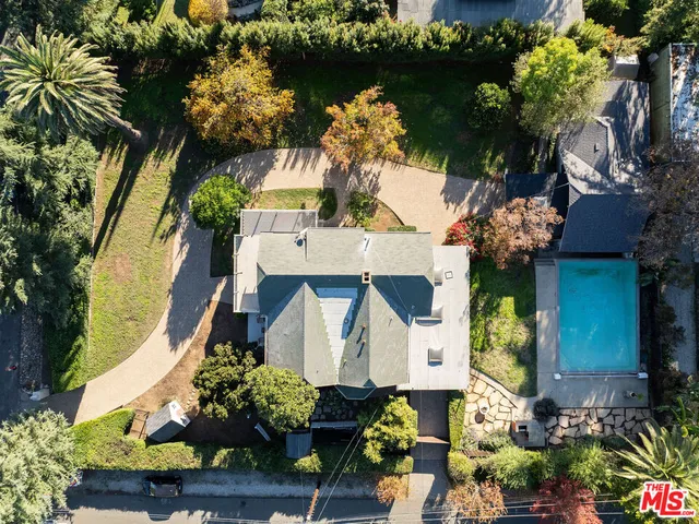 an aerial view of a house