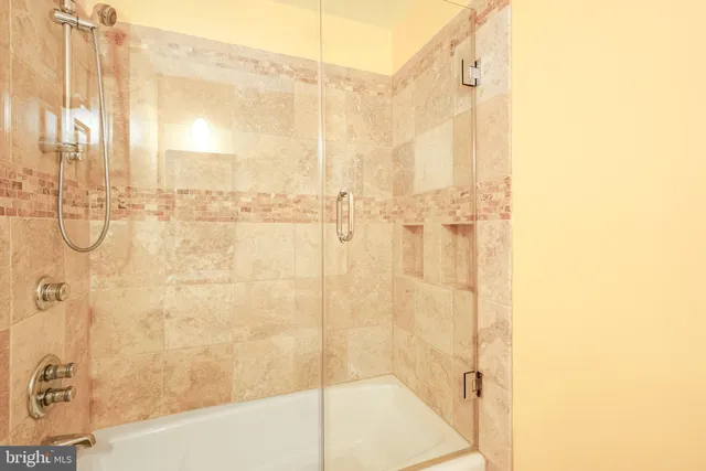 a garden view with a seating space