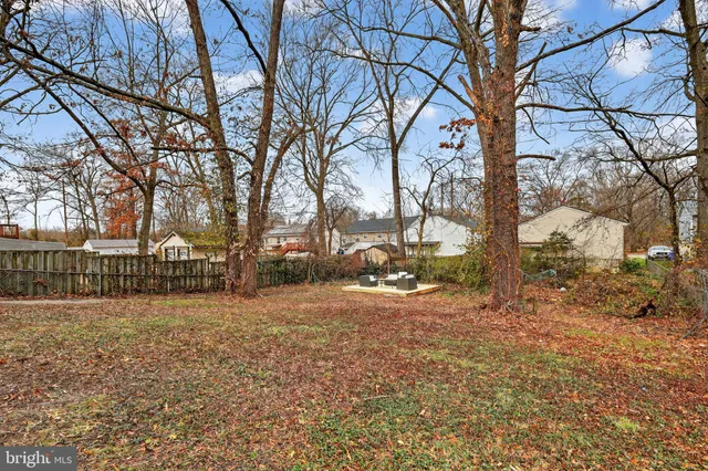 a view of a yard with a tree