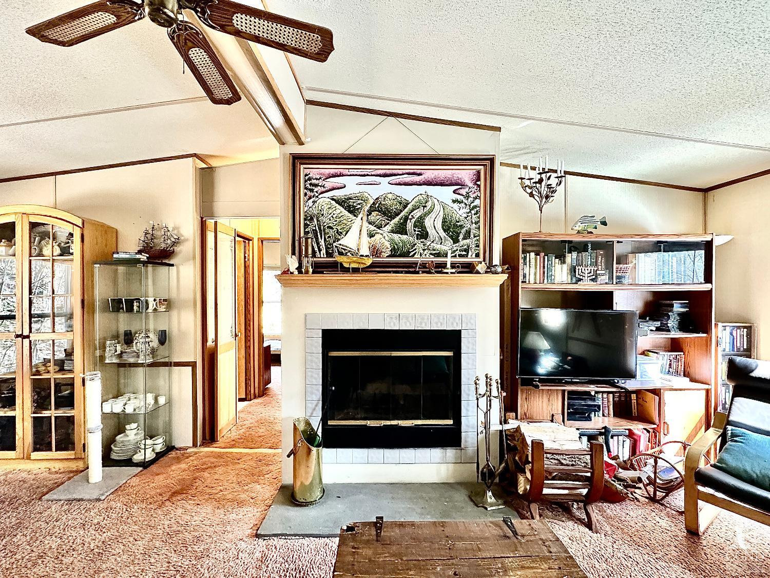85 Laurel House Road Hunter, NY 12436 - Photo 3 of 20 a living room with furniture a flat screen tv and a fireplace