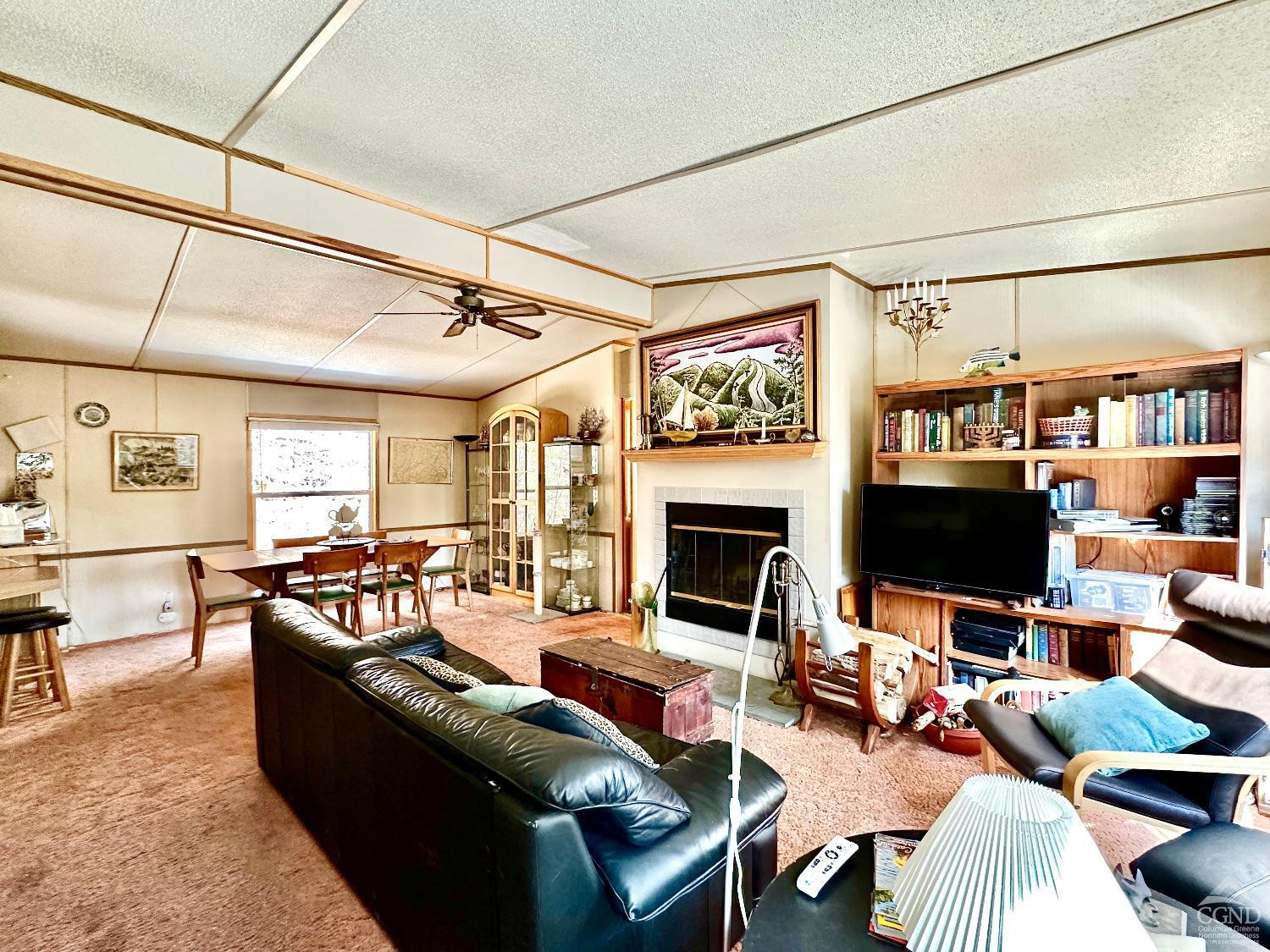 85 Laurel House Road Hunter, NY 12436 - Photo 4 of 20 a living room with furniture a fireplace and a flat screen tv