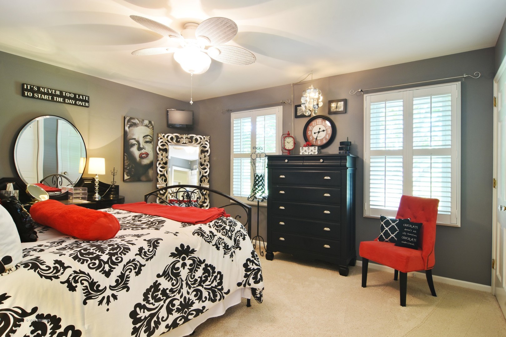 20755 North Weatherstone Road Kildeer, IL 60047 - Photo 23 of 61 a bedroom with a bed a chandelier and dresser