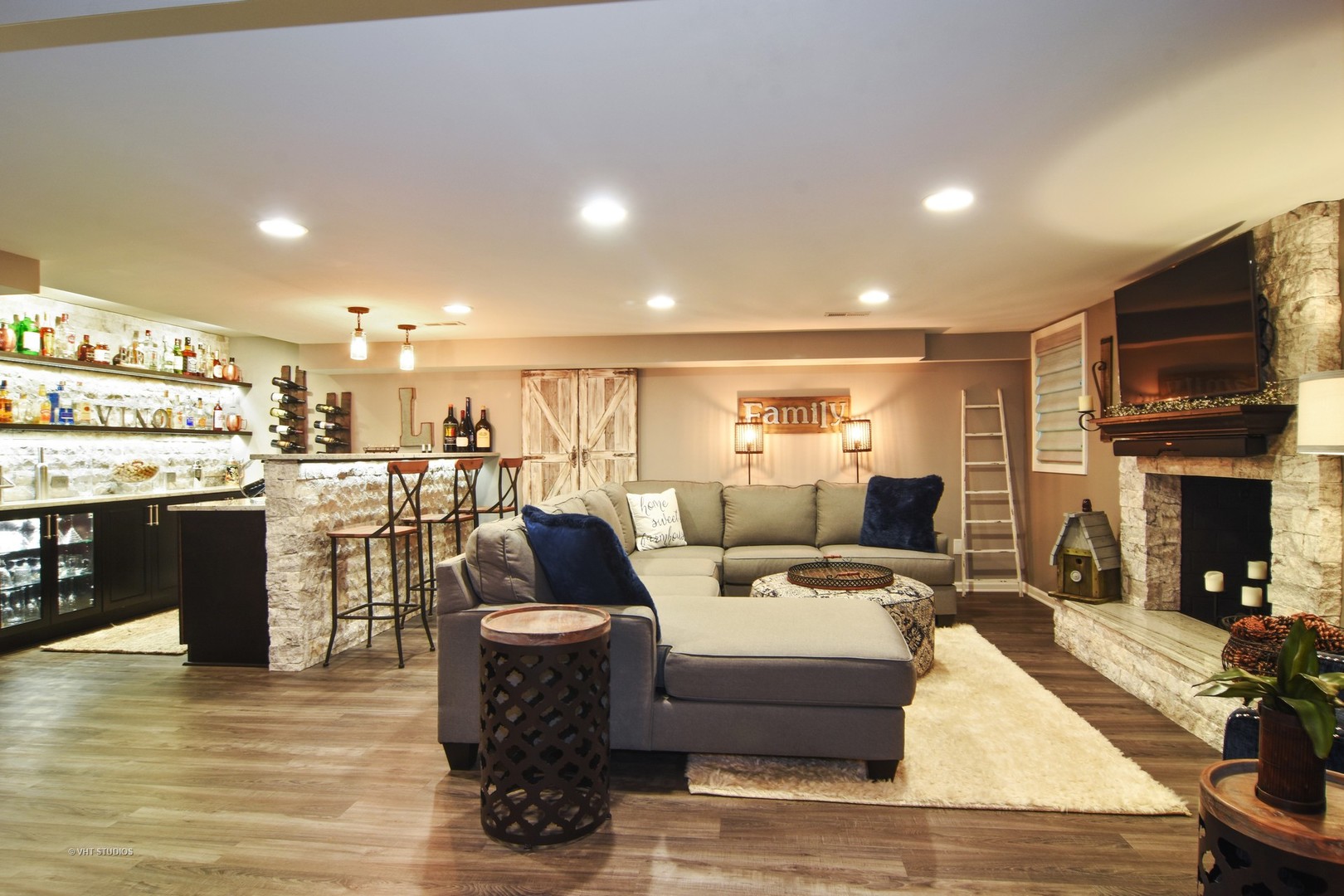 20755 North Weatherstone Road Kildeer, IL 60047 - Photo 27 of 61 a living room with fireplace furniture and a wooden floor