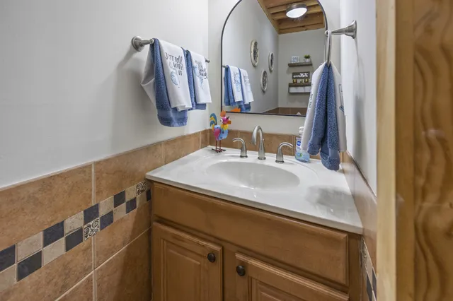 a view of a porch with seating space