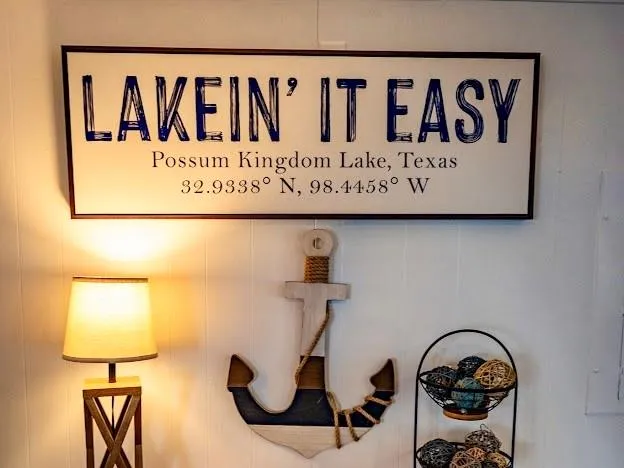 a view of a sign in a room