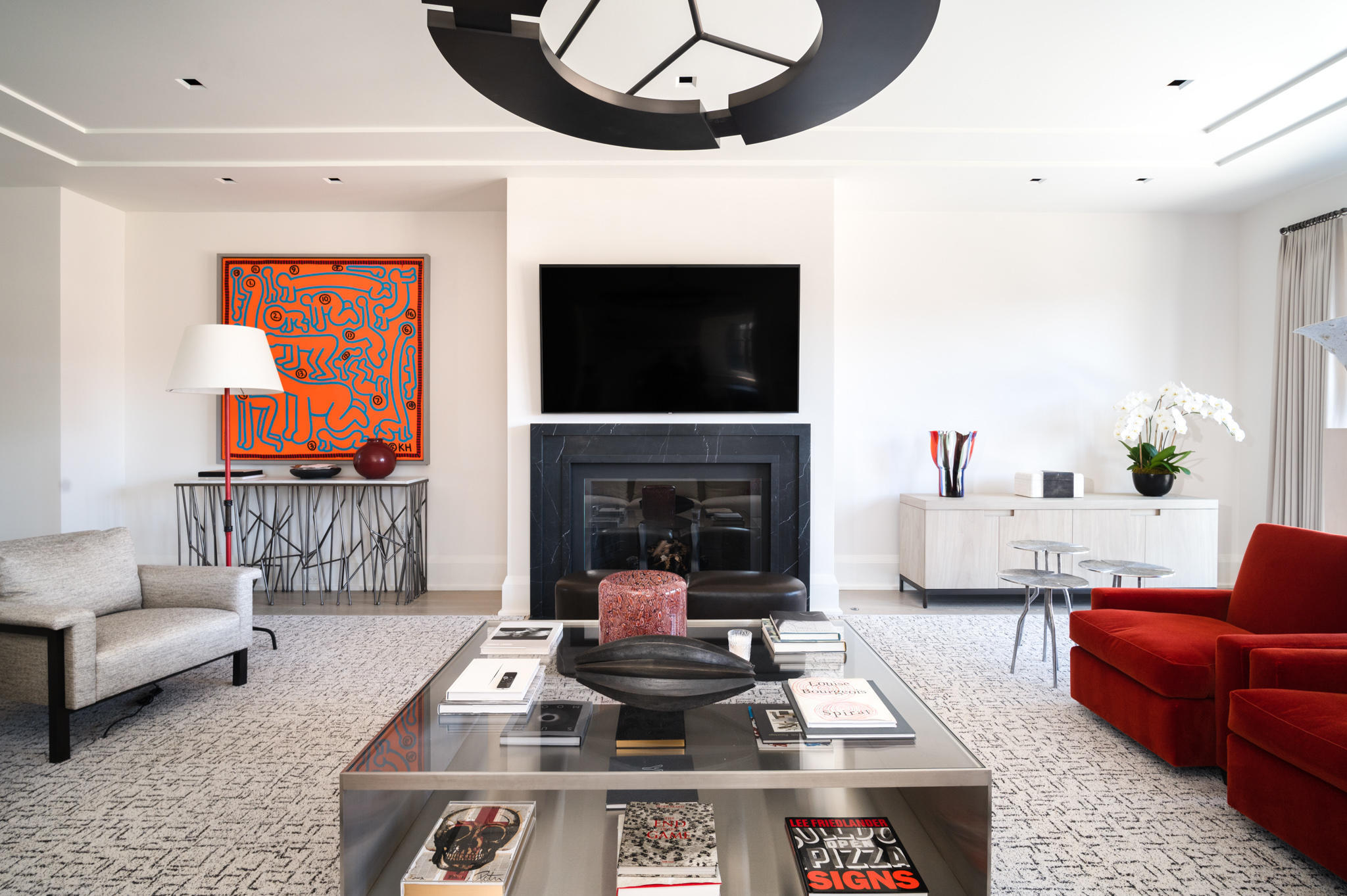 425 North Maple Avenue Greenwich, CT 06830 - Photo 7 of 30 a living room with furniture fireplace and flat screen tv