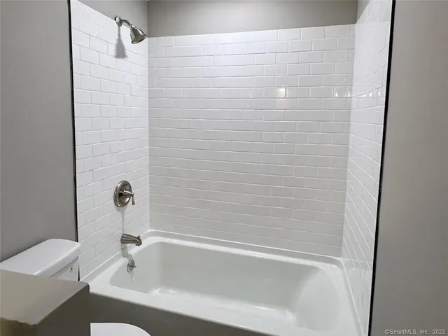a bathroom with a bathtub