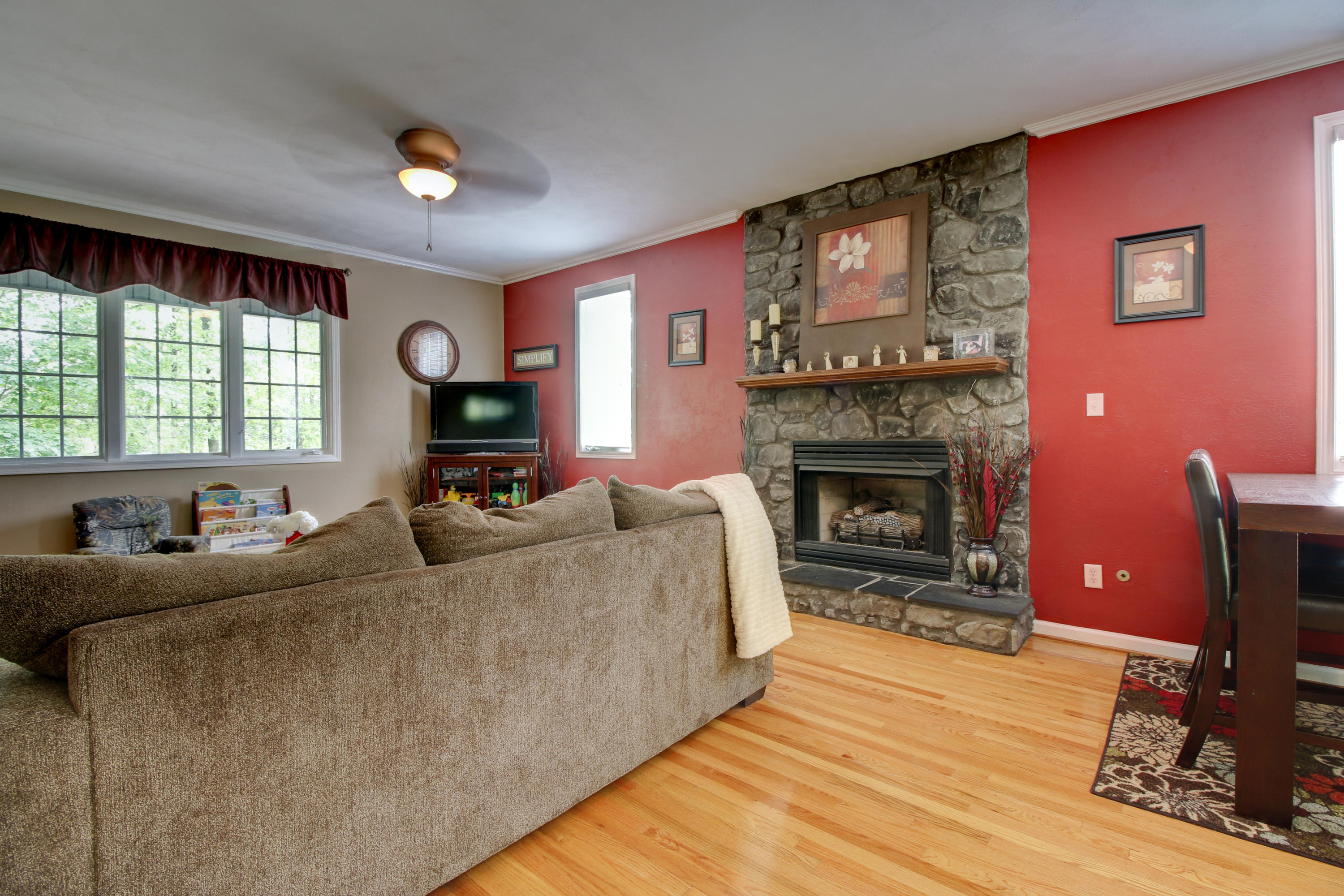 1335 Woodhaven Estates Road Blue Ridge, VA 24064 - Photo 10 of 45 a living room with furniture and a fireplace