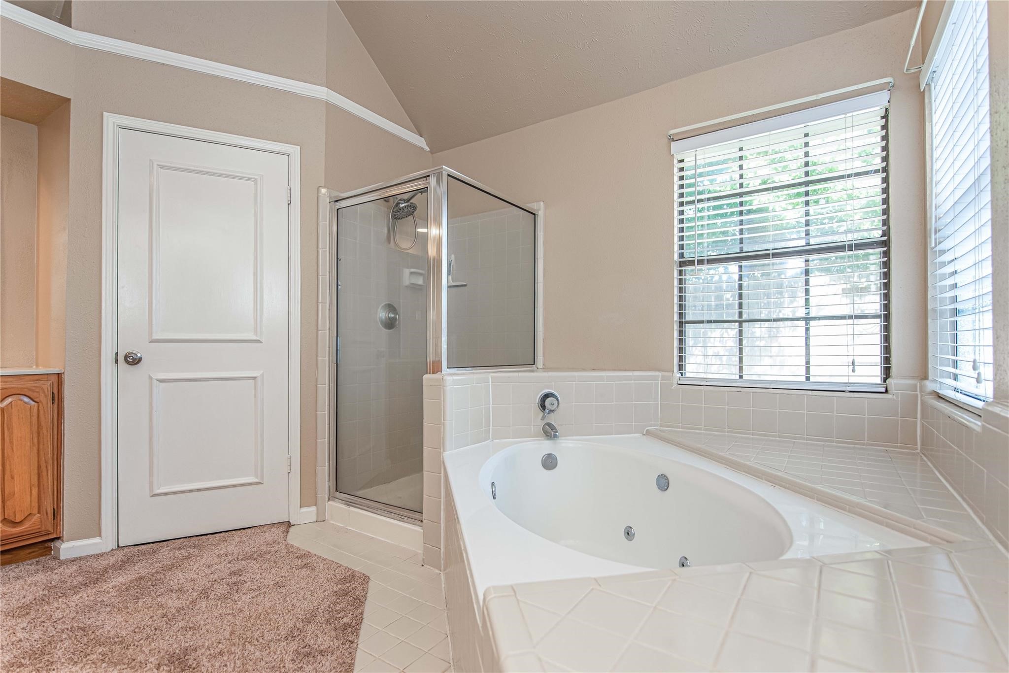 10131 Wayward Wind Lane Houston, TX 77064 - Photo 11 of 16 a bathroom with a bathtub and a shower