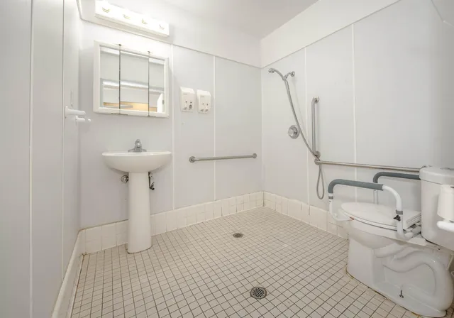 a bathroom with a sink and toilet