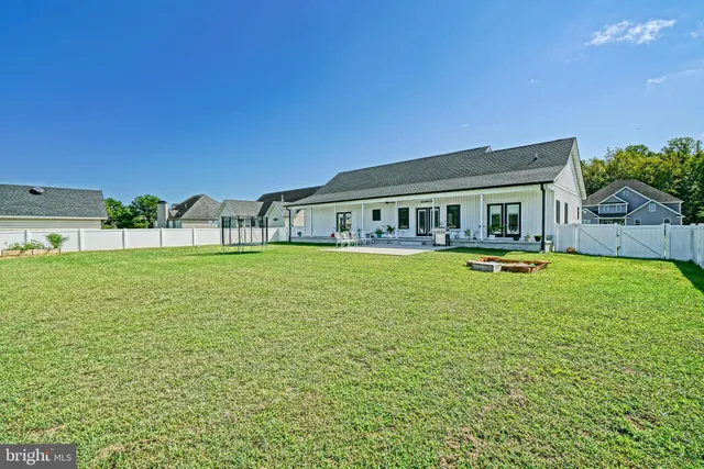 a house view with swimming pool and garden