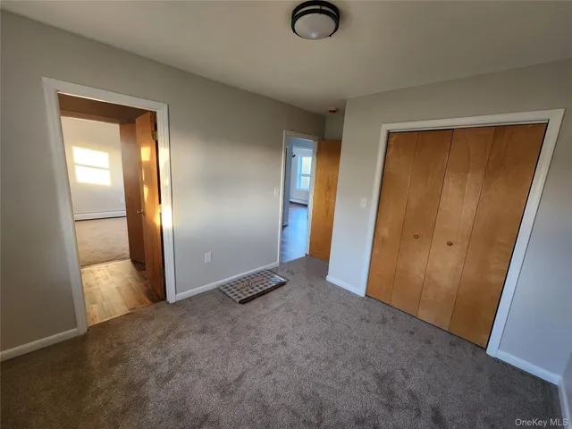 an empty room with a door