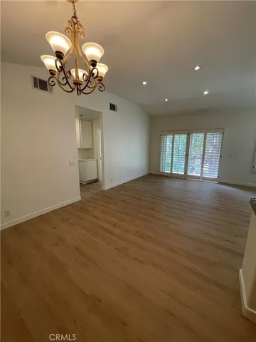a view of a livingroom with a chandelier