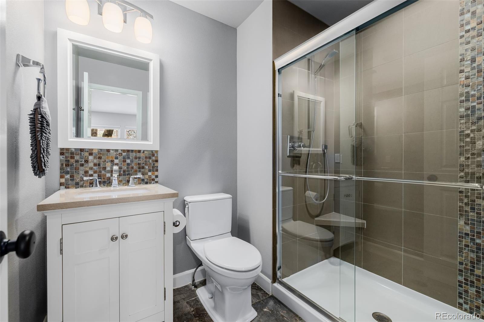 8827 South Cactus Flower Way Highlands Ranch, CO 80126 - Photo 36 of 49 a bathroom with a toilet a sink and shower