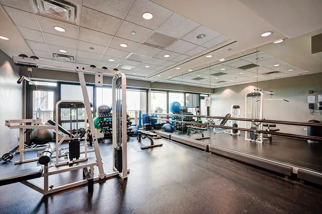 a view of a room with gym equipment