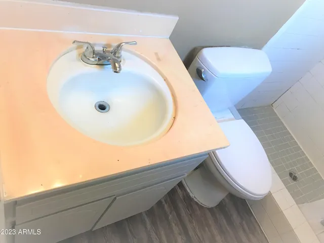 a bathroom with a toilet and sink