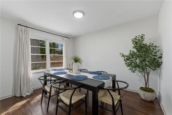 a view of a table and a potted plant