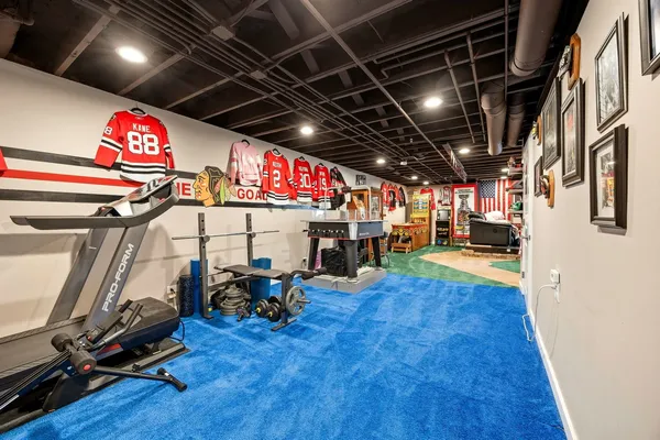 a view of a room with gym equipment