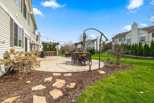 a view of a building with a garden