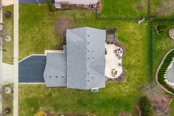 an aerial view of a house