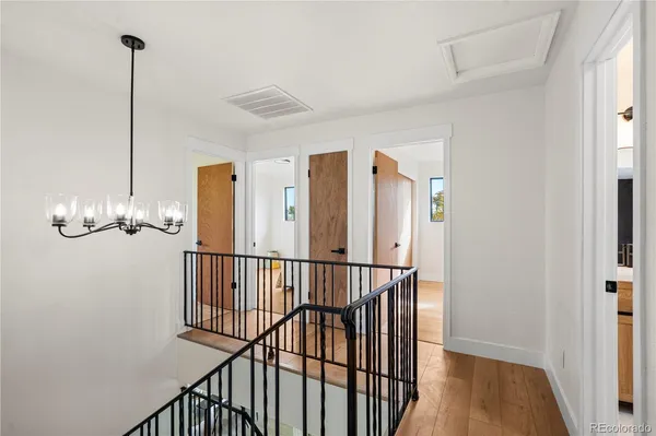 a view of a livingroom with wooden floor